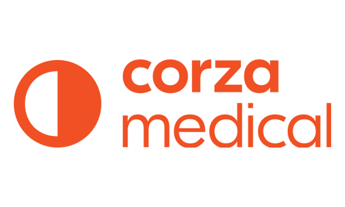 Corza Medical logo on black background
