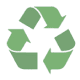 Green recycling symbol on black background
