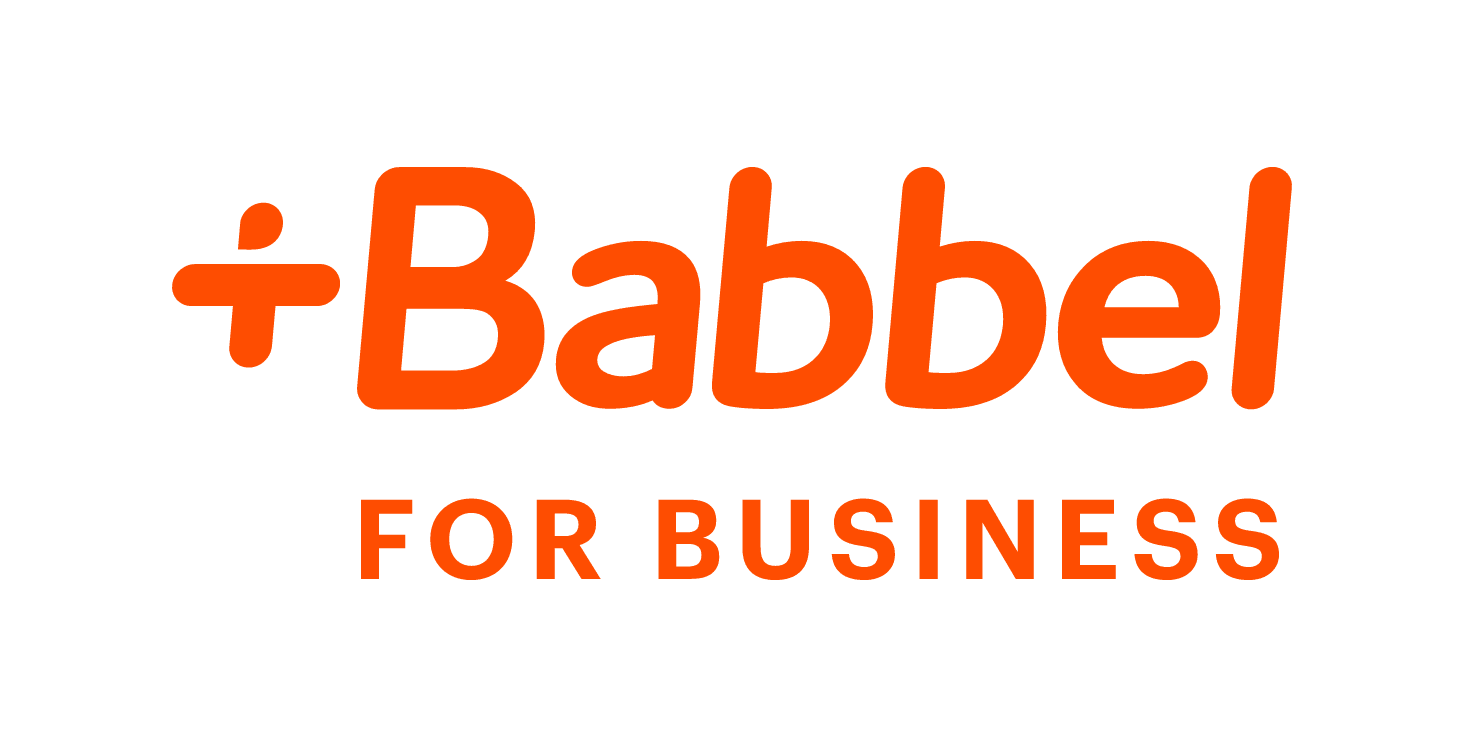 Logo of Babbel for Business in orange text.