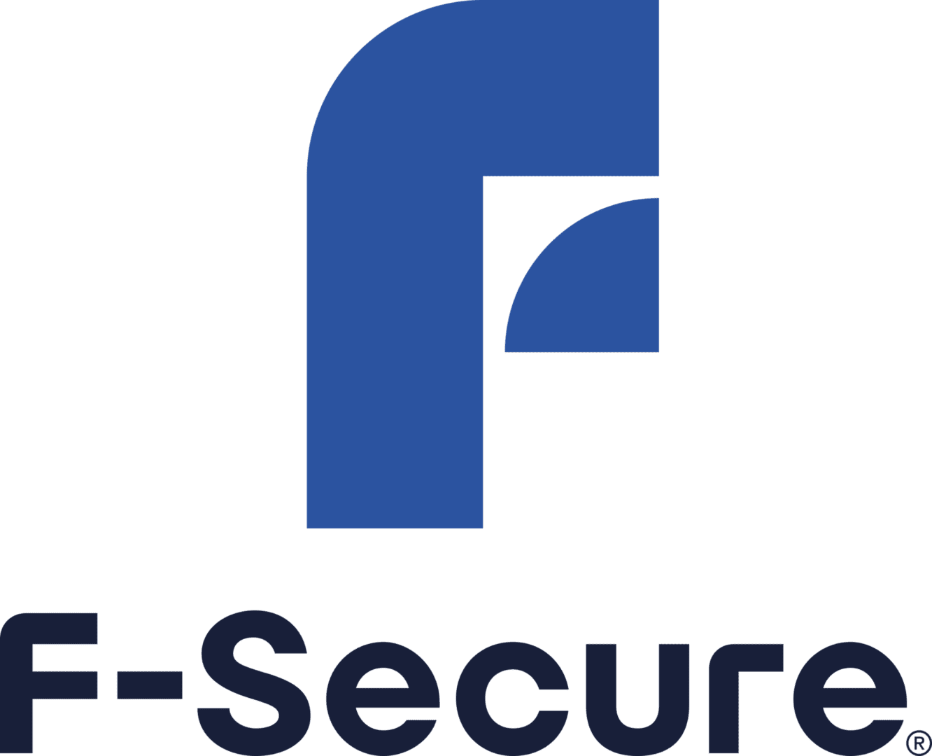 F-Secure logo with blue geometric shapes.