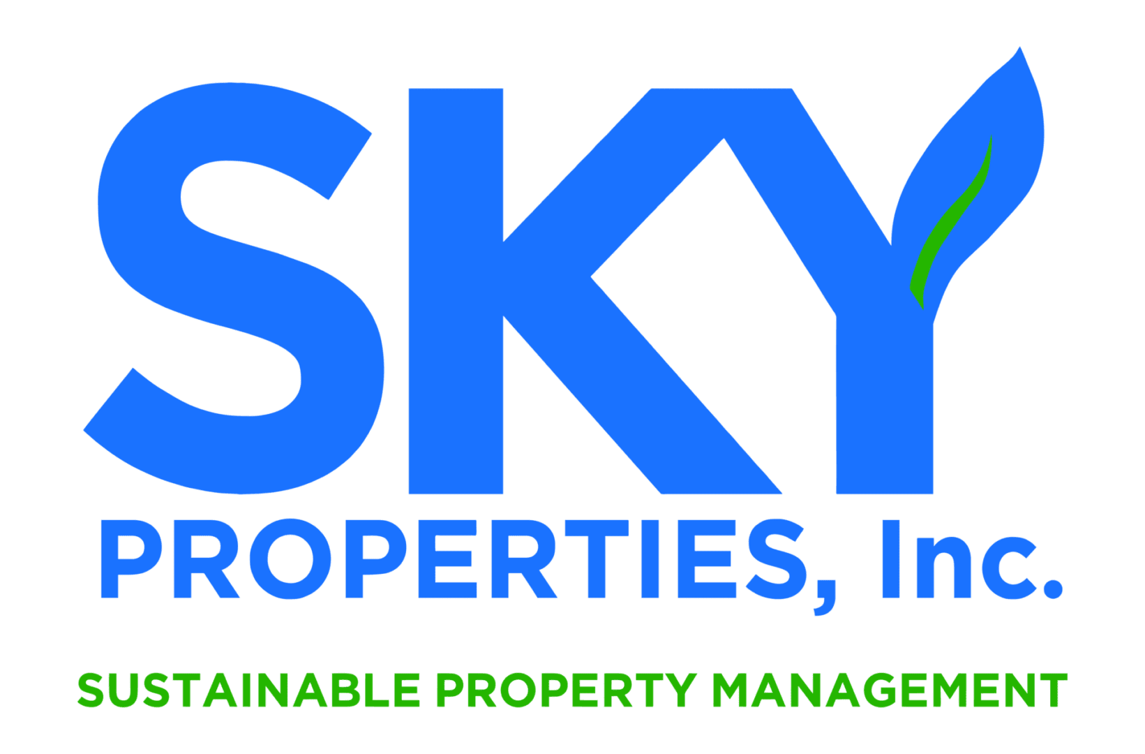 Logo for Sky Properties, Inc. in blue and green.