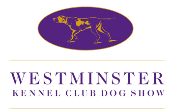 Logo of Westminster Kennel Club Dog Show featuring a pointer dog silhouette.