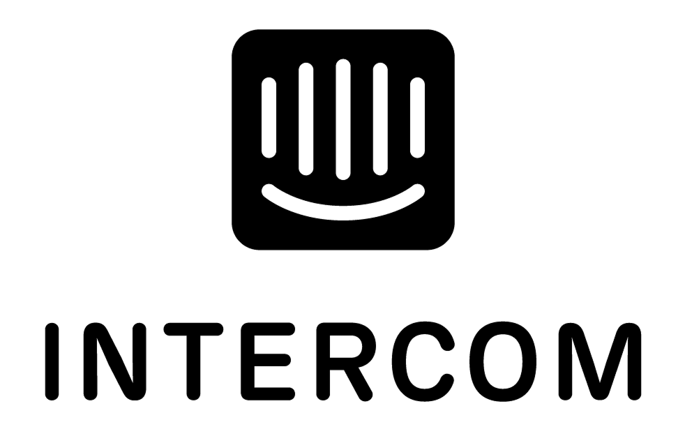 Intercom logo with a smiling chat bubble symbol above the text.